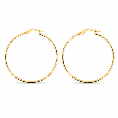 14KT Gold Earrings Hoops Round Plain Hollow Tube with Saddleback Hinge Closure Length 7mm