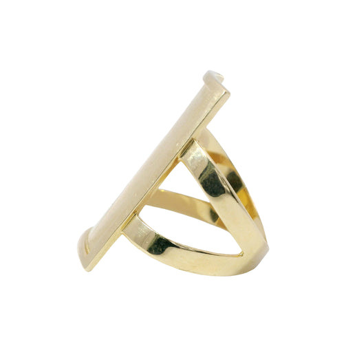 14KT Gold Women's Ring Rectangle Engravable Picture Frame with Split Band