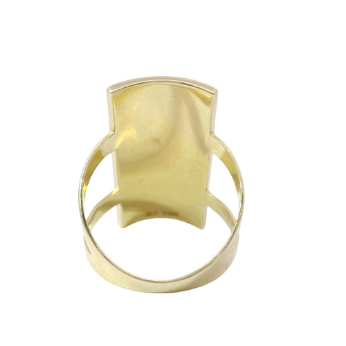14KT Gold Women's Ring Rectangle Engravable Picture Frame with Split Band