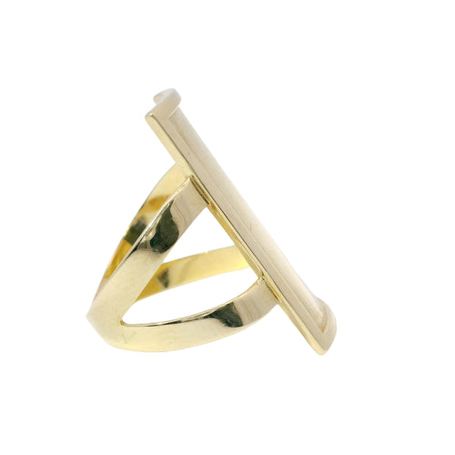 14KT Gold Women's Ring Rectangle Engravable Picture Frame with Split Band