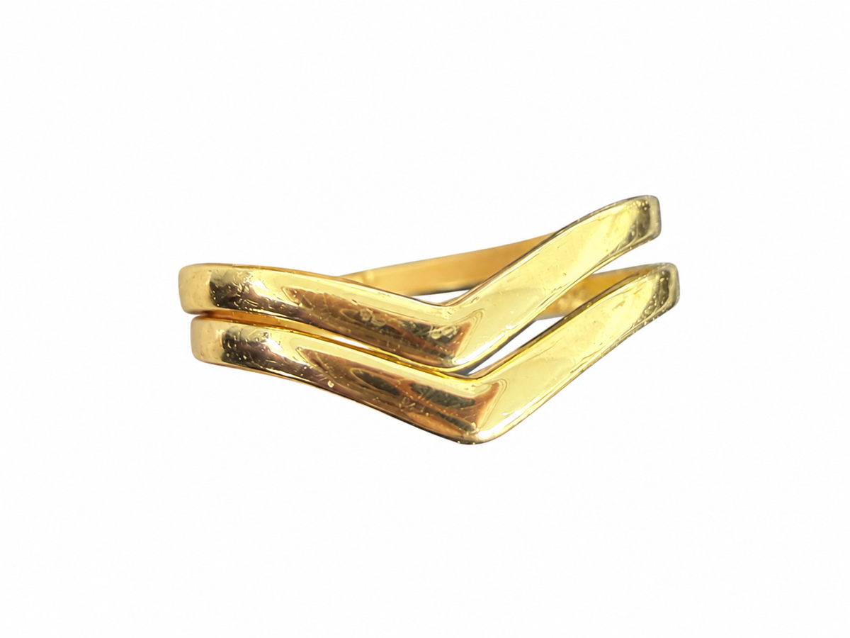 14KT Gold Ring Women's Plain Chevron Shape Enhancer Ring Duo Band. (2 separate rings)