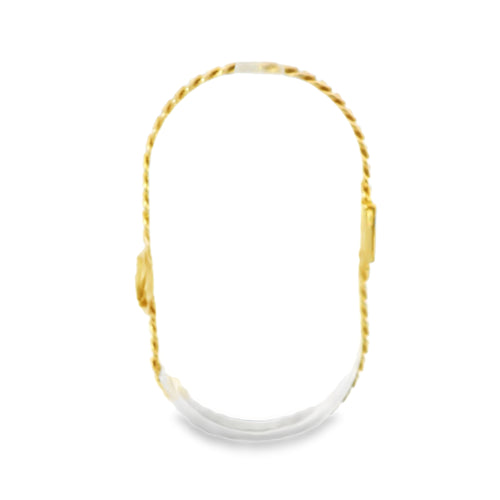 14KT Gold Bracelet Women's Single Charm Rose with Cuban Link Band and Plain White CZ Stones Box Clasp