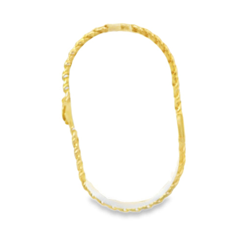 14KT Gold Bracelet Women's Single Charm Rose with Chino Link Band and Plain White CZ Stones Box Clasp