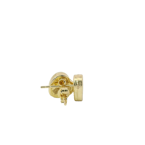 14KT Gold Earrings Small Black Heart with Plain Border with Push Back Post and Butterfly Backs
