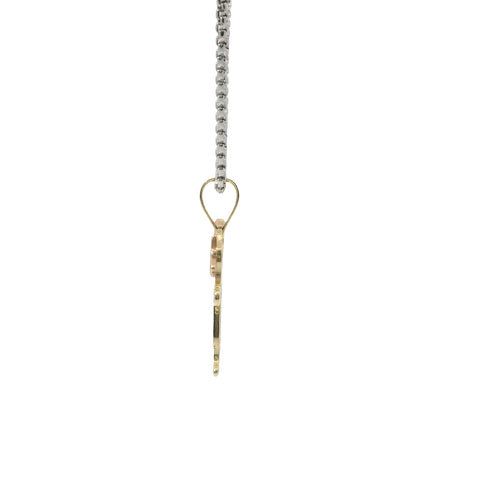 14KT Gold Charm Jumbo Tri Tone Boy / Girl Twins with Plain Bell