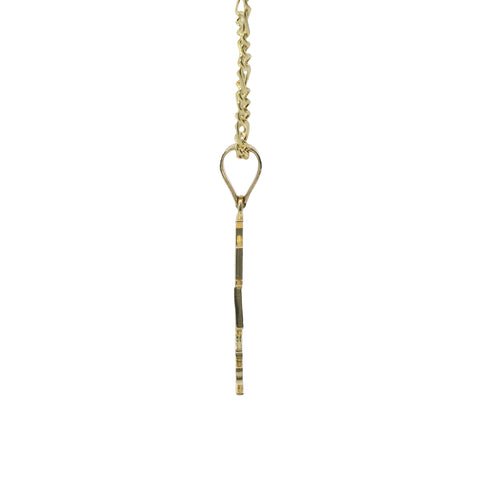 14KT Gold Charm Medium Tri Tone Caravaca Crucifix Cross with Plain Bell