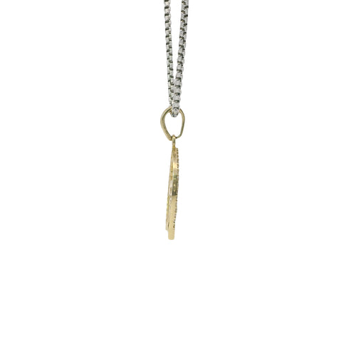 14KT Gold Charm Medium Horseshoe with White CZ Stones Owl, Flower and Infinity Loop Center with Plain Bell