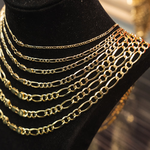 14KT Gold Chain Solid Figaro Plain 1.5mm