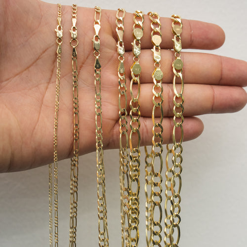 14KT Gold Chain Solid Figaro Plain 1.5mm