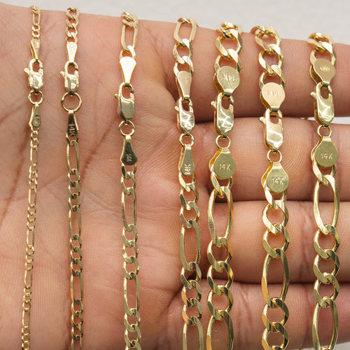 14KT Gold Chain Solid Figaro Plain 1.5mm