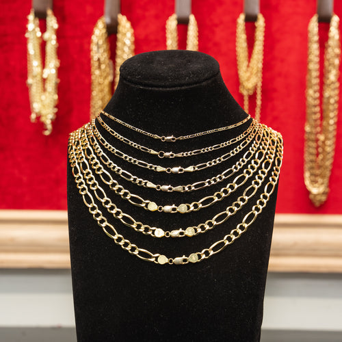 14KT Gold Chain Solid Figaro Plain 1.5mm