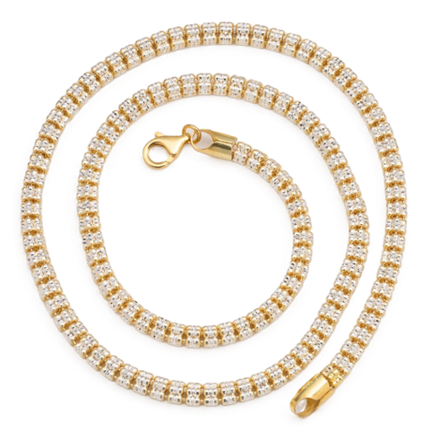 14KT Gold Chain Two Tone Ice Yellow/ White 6mm