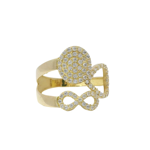 14KT Gold Ring Women's White CZ Stones Infinity / Heart / Cluster Circle with Plain Split Band