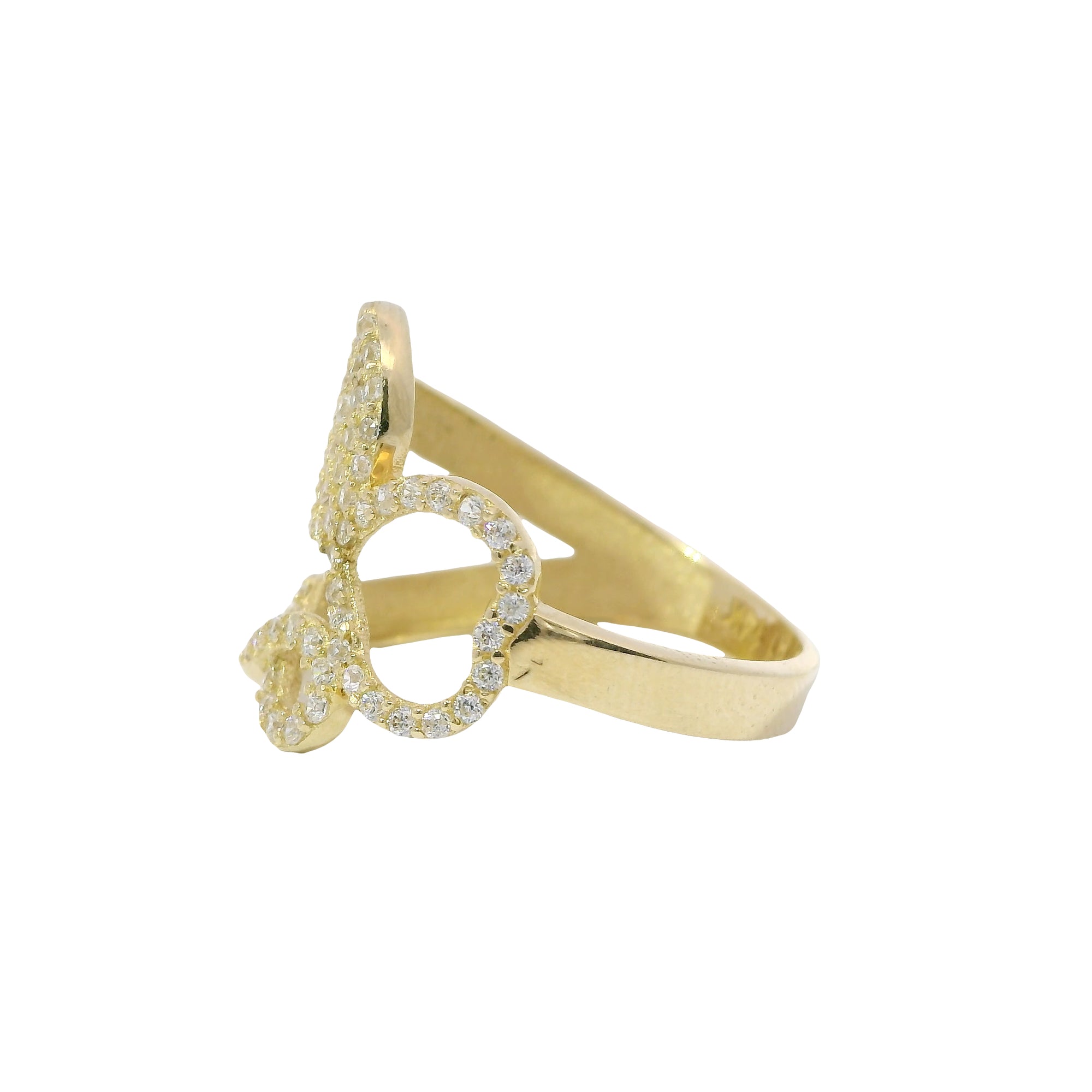 14KT Gold Ring Women's White CZ Stones Infinity / Heart / Cluster Circle with Plain Split Band
