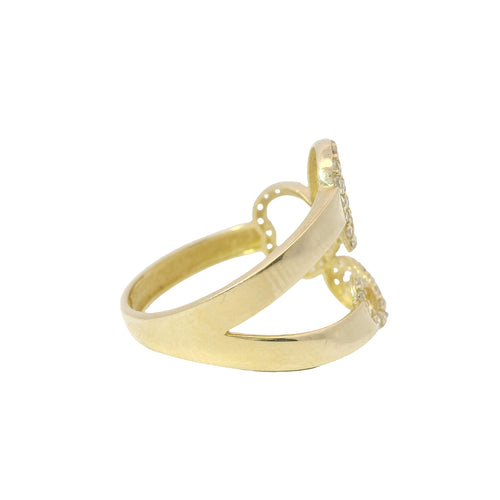 14KT Gold Ring Women's White CZ Stones Infinity / Heart / Cluster Circle with Plain Split Band