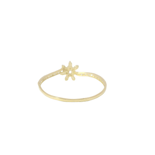 14KT Gold Ring Women's Light Weight White CZ Stone Snowflake Center with White CZ Stone Band