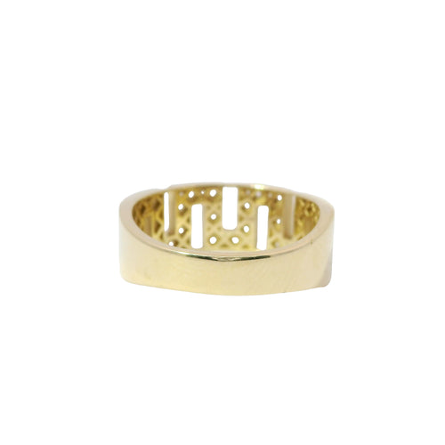 14KT Gold Ring Women's White CZ Stones Greek Band