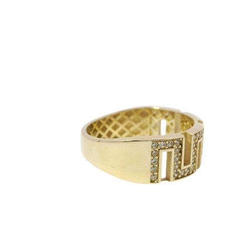 14KT Gold Ring Women's White CZ Stones Greek Band