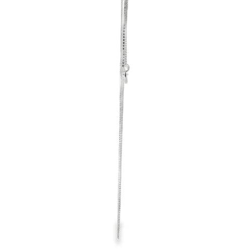 14KT White Gold Solid Thin Chain Box Link with Spring Lock Clasp .5mm
