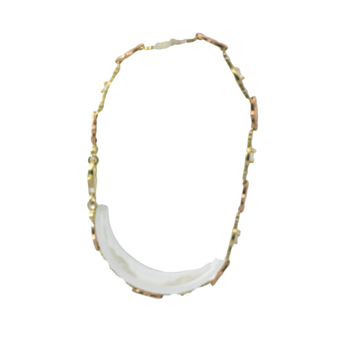 14KT Gold Bracelet Women's Tri Tone Tennis with Alternating White CZ Stones, Flowers, and Double Horizontal Hearts Pattern with Beaded Border and Lobster Clasp