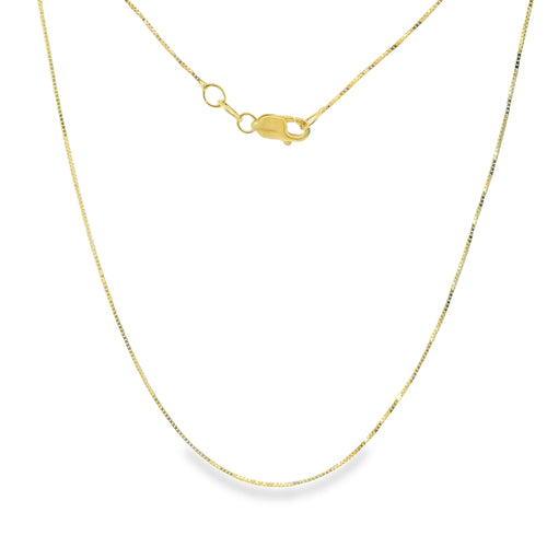 14KT Gold Solid Thin Chain Box Link with Spring Lock Clasp .4mm