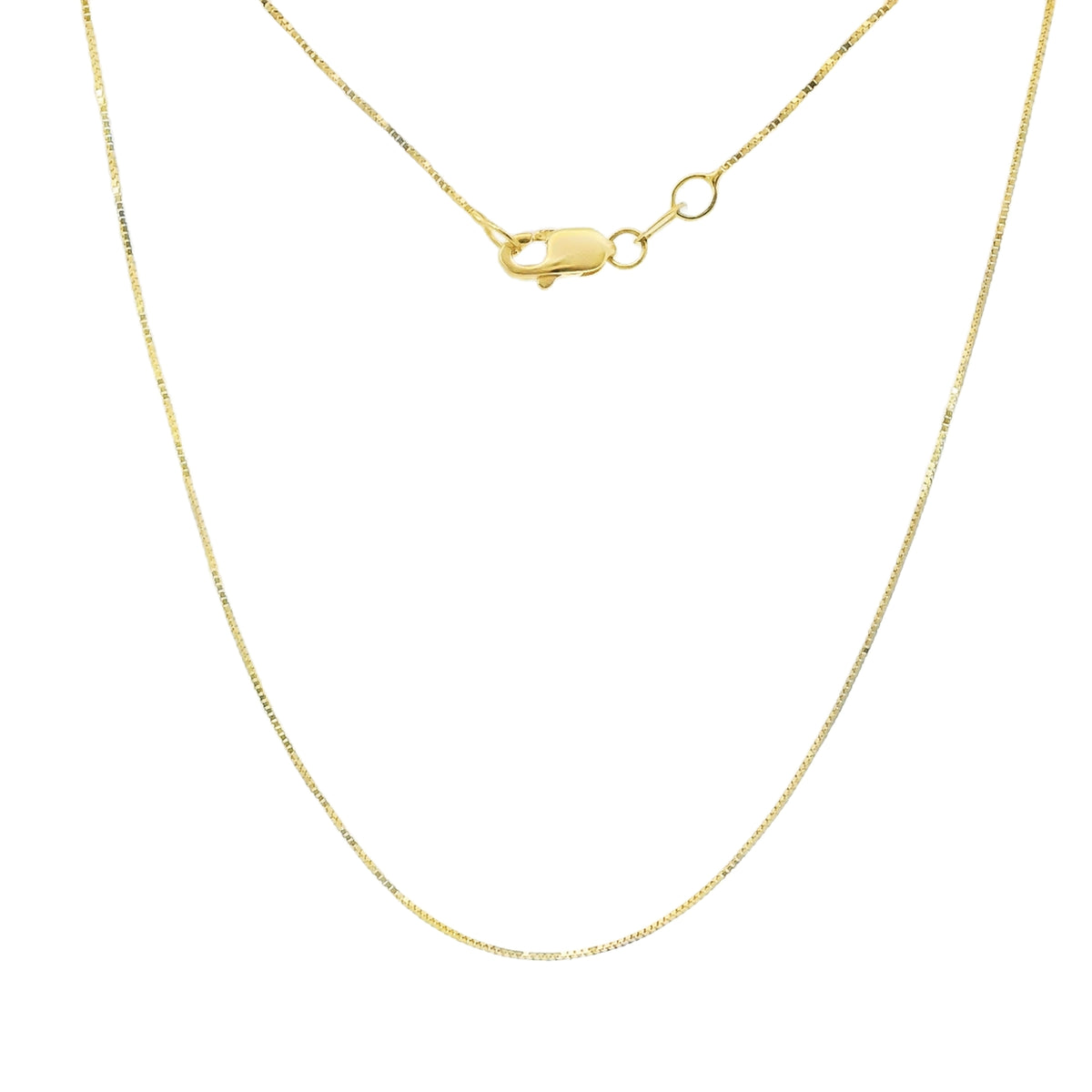 14KT Gold Solid Thin Chain Box Link with Spring Lock Clasp .4mm