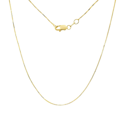 14KT Gold Solid Thin Chain Box Link with Spring Lock Clasp .4mm