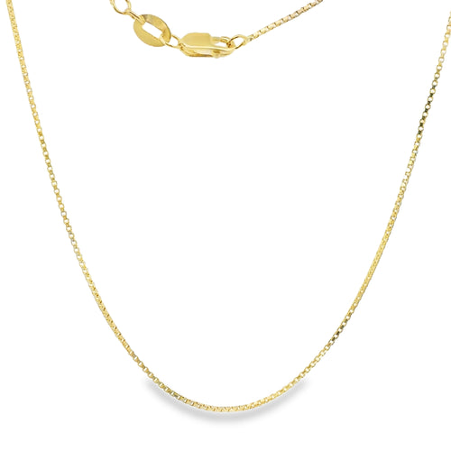 14KT Gold Solid Thin Chain Box Link with Spring Lock Clasp .8mm