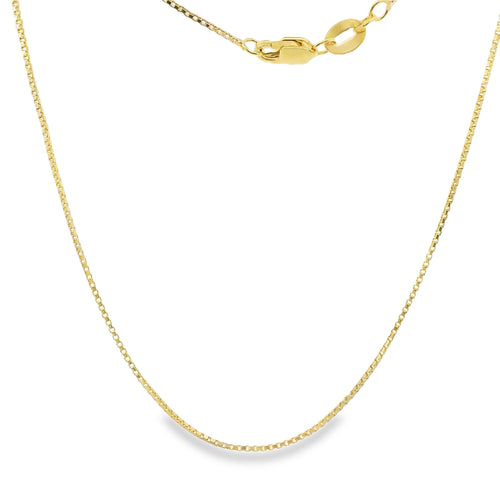 14KT Gold Solid Thin Chain Box Link with Spring Lock Clasp .8mm